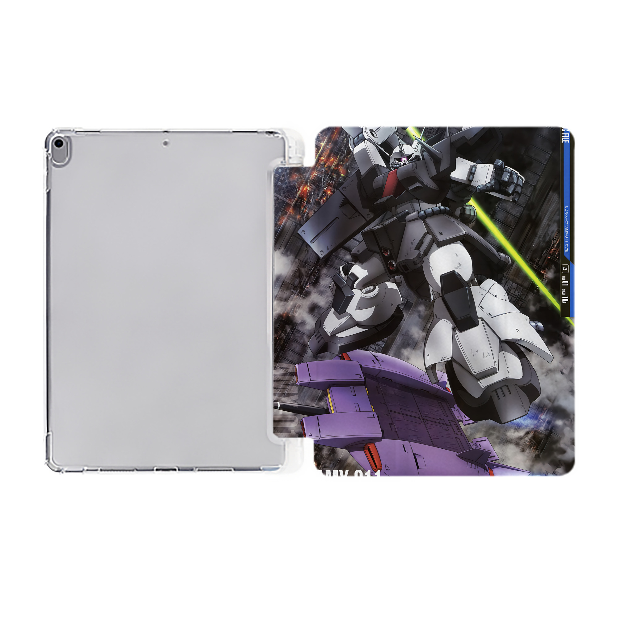 （画像用） 機動戦士ガンダム Mobile Suit Gundam IPad ケース ペン収納付き 三つ折りスタンド PUレザー×シリコン 対応機種9.5/10.5/10.9インチ